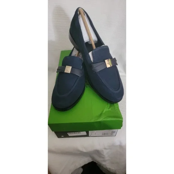Kate Spade Deco Bow Suede Loafers Navy‎ Blue Women's Size 6 NWB - Picture 5 of 5